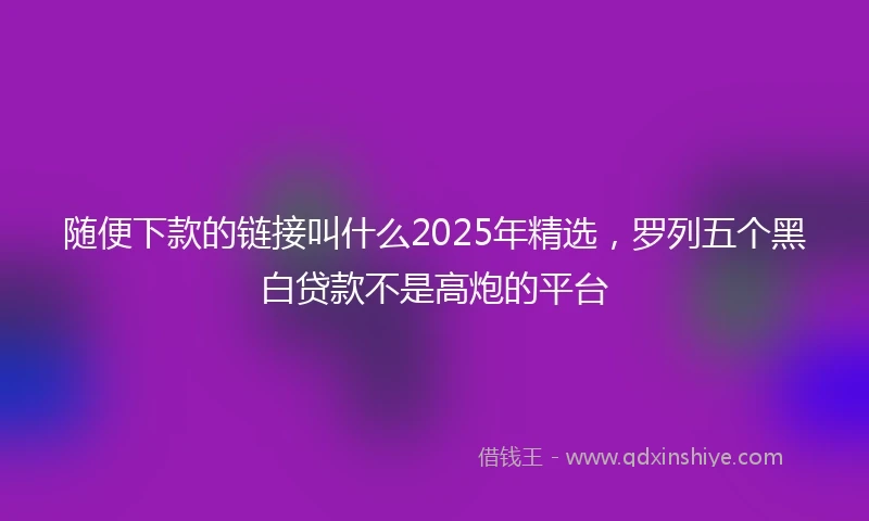 随便下款的链接叫什么2025年精选，罗列五个黑白贷款不是高炮的平台