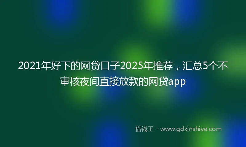 2021年好下的网贷口子2025年推荐，汇总5个不审核夜间直接放款的网贷app