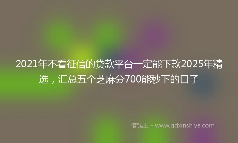 2021年不看征信的贷款平台一定能下款2025年精选，汇总五个芝麻分700能秒下的口子