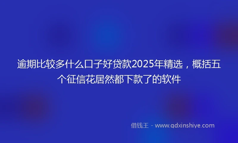 逾期比较多什么口子好贷款2025年精选，概括五个征信花居然都下款了的软件
