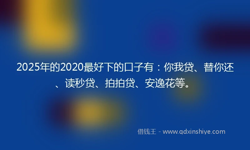 2025年的2020最好下的口子有：你我贷、替你还、读秒贷、拍拍贷、安逸花等。