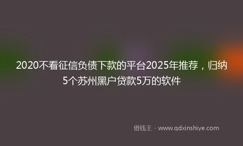 2020不看征信负债下款的平台2025年推荐，归纳5个苏州黑户贷款5万的软件
