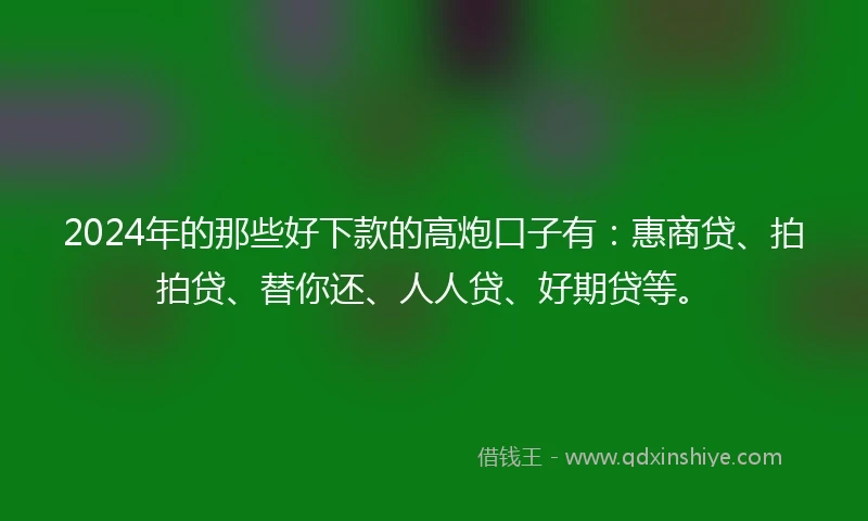 2024年的那些好下款的高炮口子有：惠商贷、拍拍贷、替你还、人人贷、好期贷等。