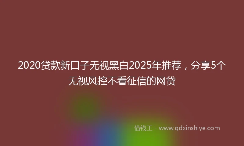 2020贷款新口子无视黑白2025年推荐，分享5个无视风控不看征信的网贷