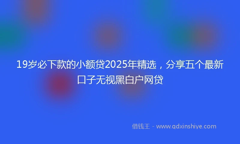 19岁必下款的小额贷2025年精选，分享五个最新口子无视黑白户网贷