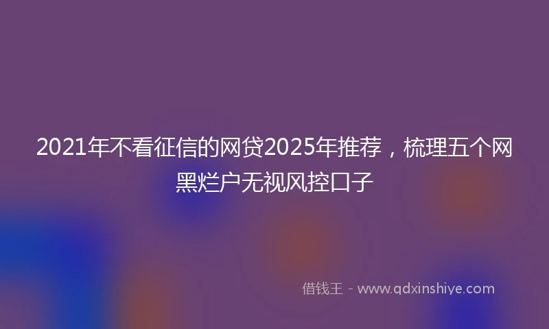 2021年不看征信的网贷2025年推荐，梳理五个网黑烂户无视风控口子