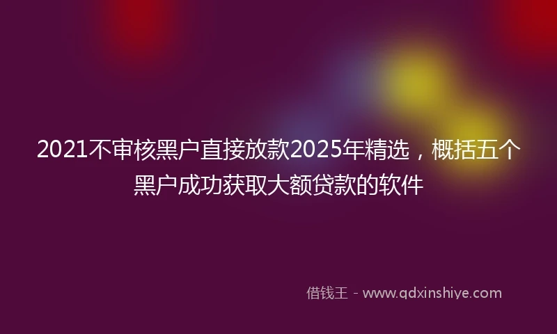 2021不审核黑户直接放款2025年精选，概括五个黑户成功获取大额贷款的软件