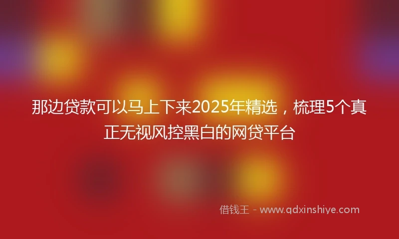那边贷款可以马上下来2025年精选，梳理5个真正无视风控黑白的网贷平台