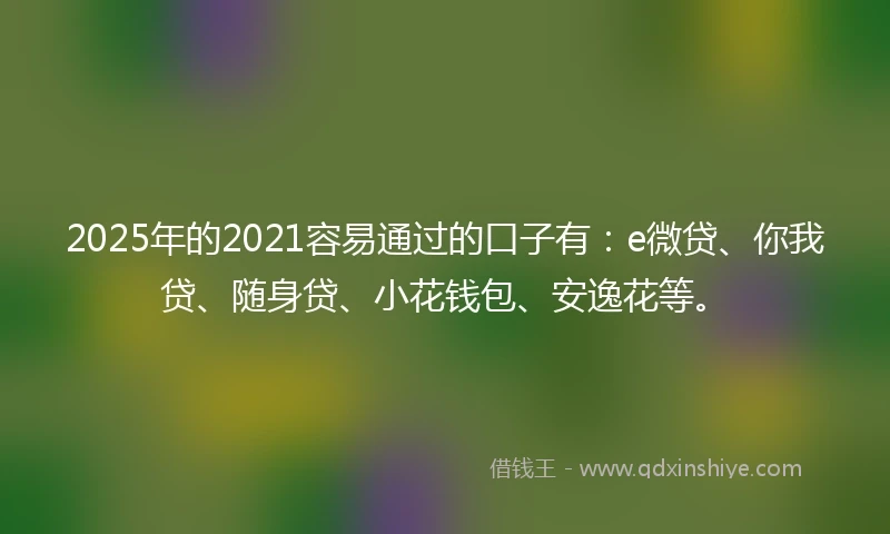 2025年的2021容易通过的口子有：e微贷、你我贷、随身贷、小花钱包、安逸花等。