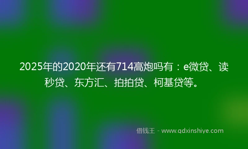 2025年的2020年还有714高炮吗有：e微贷、读秒贷、东方汇、拍拍贷、柯基贷等。