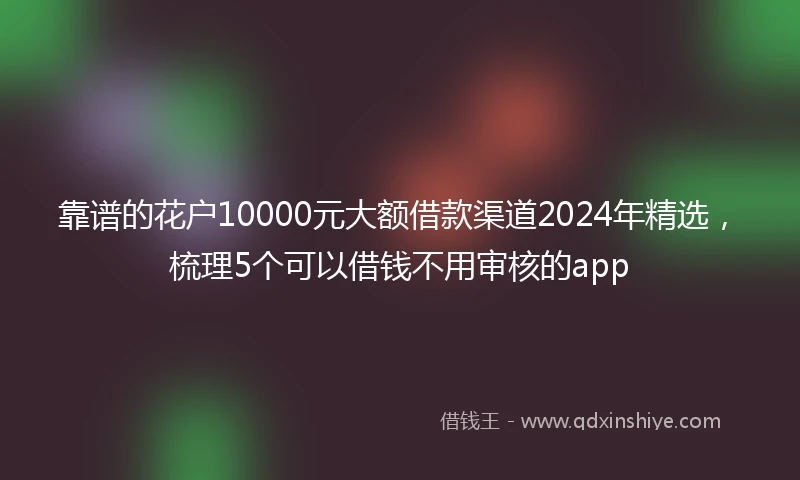 靠谱的花户10000元大额借款渠道2024年精选，梳理5个可以借钱不用审核的app