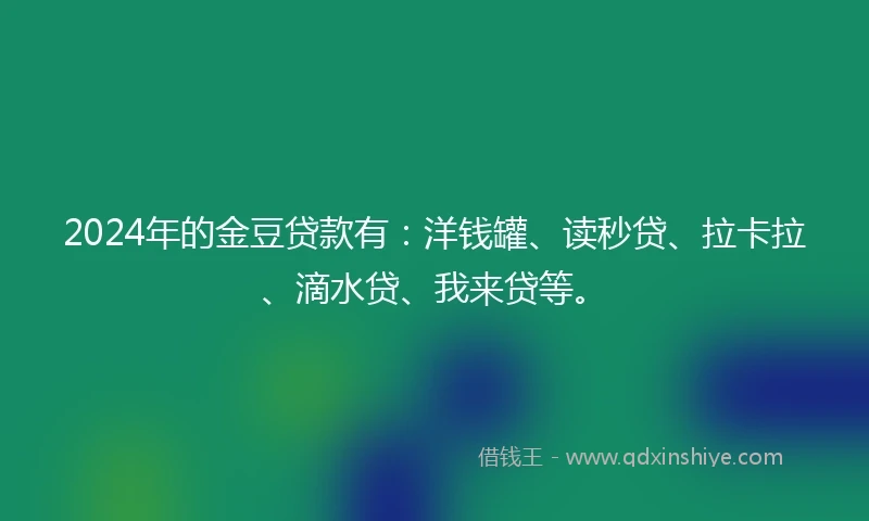 2024年的金豆贷款有：洋钱罐、读秒贷、拉卡拉、滴水贷、我来贷等。