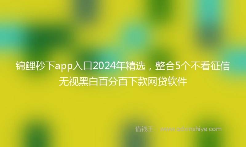 锦鲤秒下app入口2024年精选，整合5个不看征信无视黑白百分百下款网贷软件