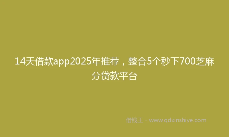 14天借款app2025年推荐，整合5个秒下700芝麻分贷款平台