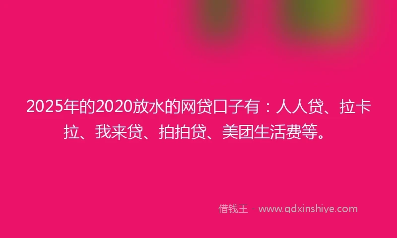 2025年的2020放水的网贷口子有：人人贷、拉卡拉、我来贷、拍拍贷、美团生活费等。