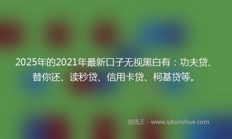 2025年的2021年最新口子无视黑白有：功夫贷、替你还、读秒贷、信用卡贷、柯基贷等。
