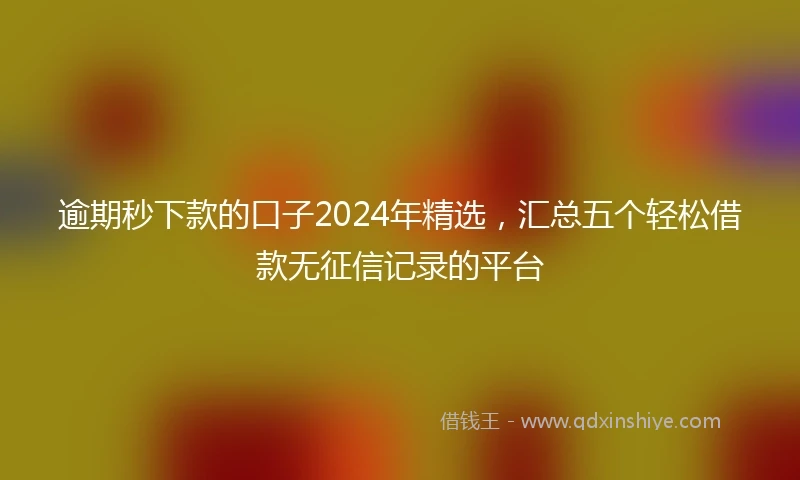 逾期秒下款的口子2024年精选，汇总五个轻松借款无征信记录的平台