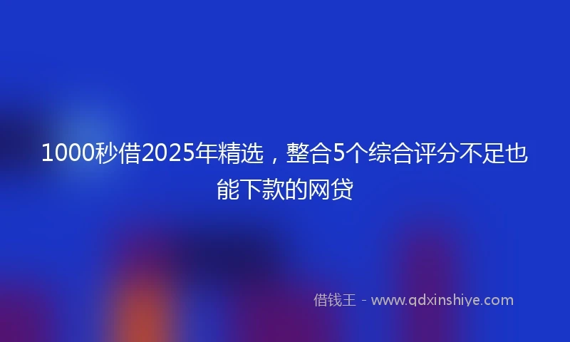1000秒借2025年精选，整合5个综合评分不足也能下款的网贷