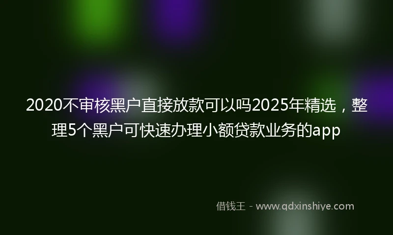 2020不审核黑户直接放款可以吗2025年精选，整理5个黑户可快速办理小额贷款业务的app