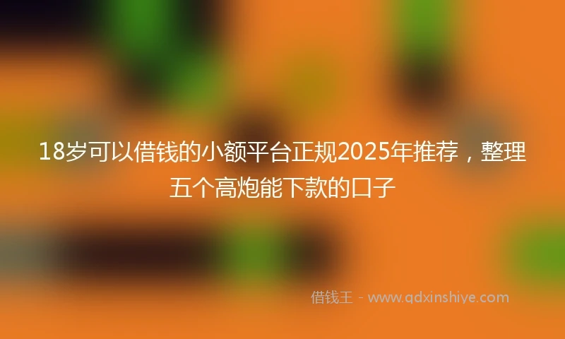 18岁可以借钱的小额平台正规2025年推荐，整理五个高炮能下款的口子