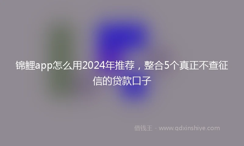锦鲤app怎么用2024年推荐，整合5个真正不查征信的贷款口子