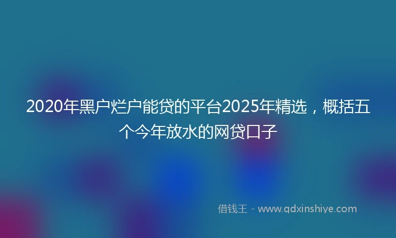 2020年黑户烂户能贷的平台2025年精选，概括五个今年放水的网贷口子
