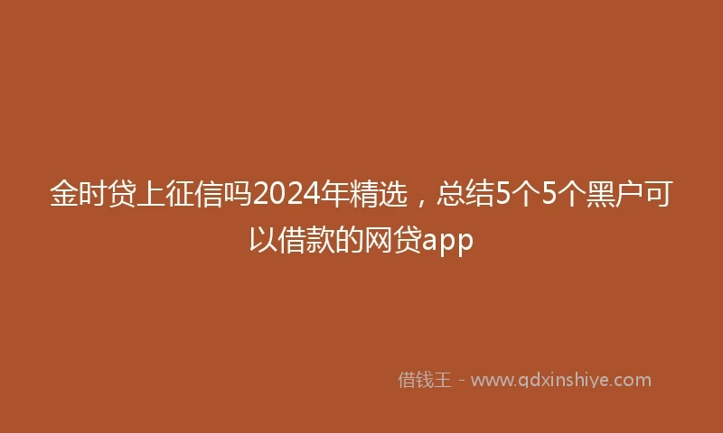 金时贷上征信吗2024年精选，总结5个5个黑户可以借款的网贷app