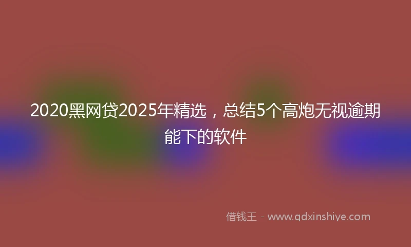 2020黑网贷2025年精选，总结5个高炮无视逾期能下的软件
