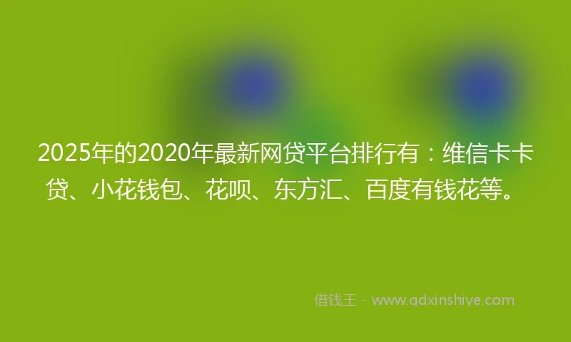 2025年的2020年最新网贷平台排行有：维信卡卡贷、小花钱包、花呗、东方汇、百度有钱花等。