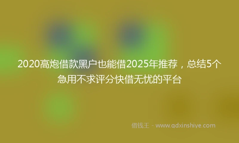 2020高炮借款黑户也能借2025年推荐，总结5个急用不求评分快借无忧的平台