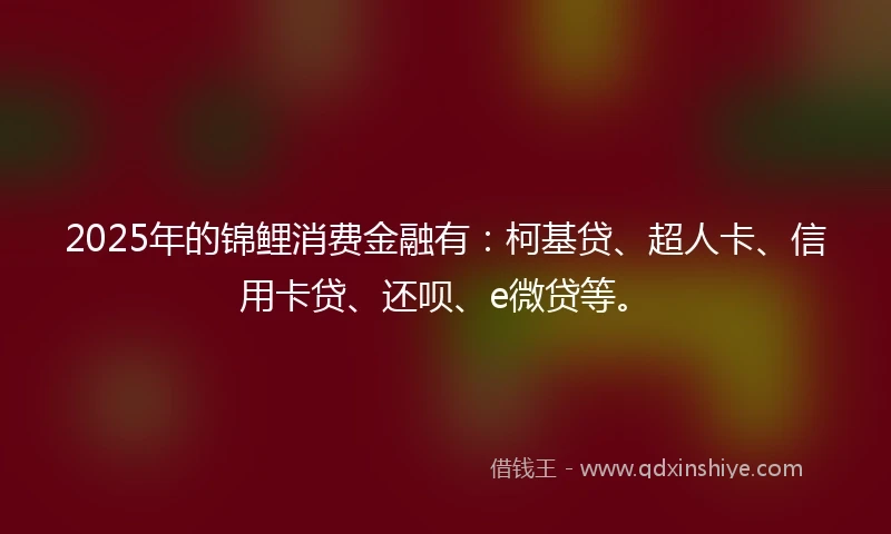 2025年的锦鲤消费金融有：柯基贷、超人卡、信用卡贷、还呗、e微贷等。