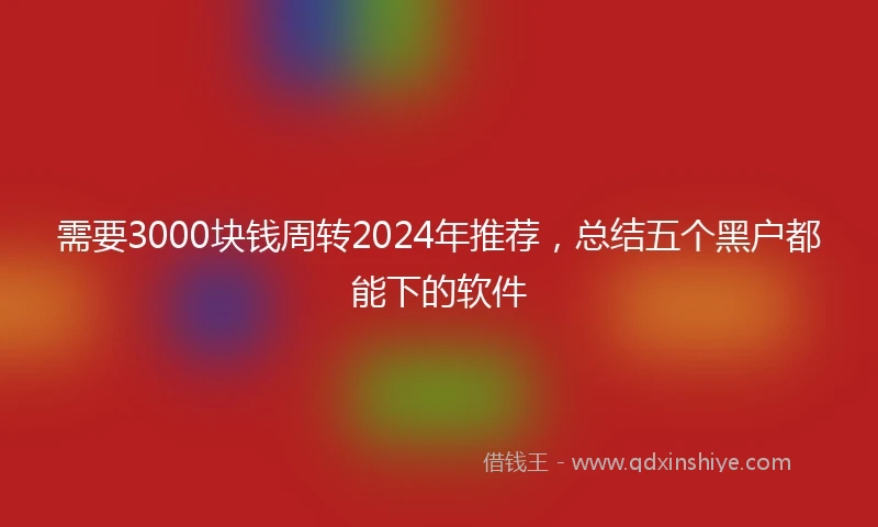 需要3000块钱周转2024年推荐，总结五个黑户都能下的软件