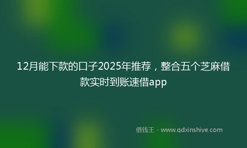 12月能下款的口子2025年推荐，整合五个芝麻借款实时到账速借app