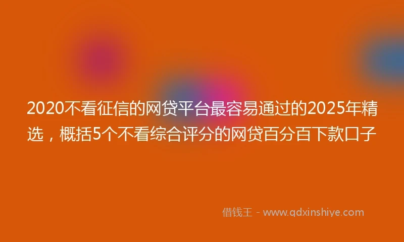 2020不看征信的网贷平台最容易通过的2025年精选，概括5个不看综合评分的网贷百分百下款口子