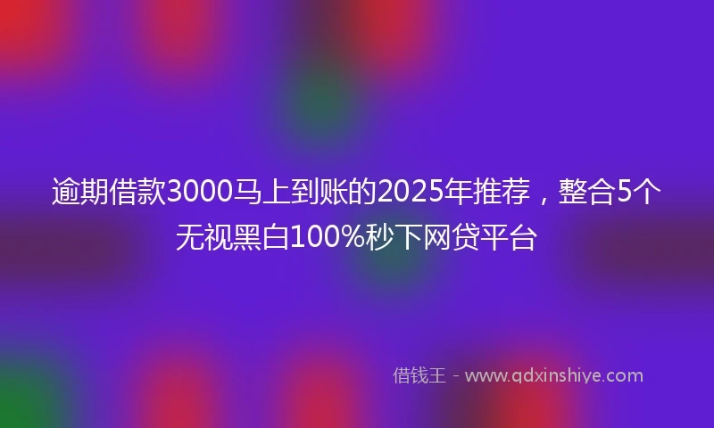逾期借款3000马上到账的2025年推荐，整合5个无视黑白100%秒下网贷平台