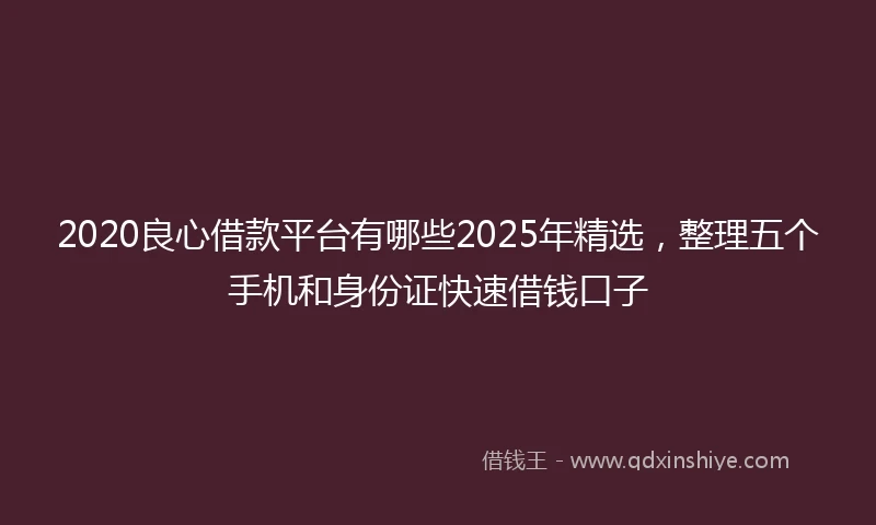 2020良心借款平台有哪些2025年精选，整理五个手机和身份证快速借钱口子
