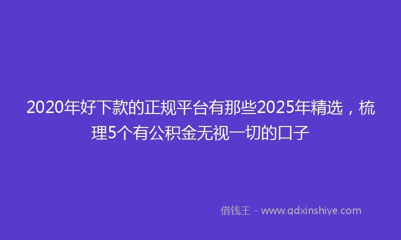 2020年好下款的正规平台有那些2025年精选，梳理5个有公积金无视一切的口子