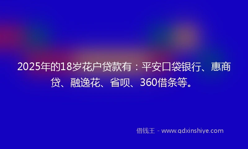 2025年的18岁花户贷款有：平安口袋银行、惠商贷、融逸花、省呗、360借条等。