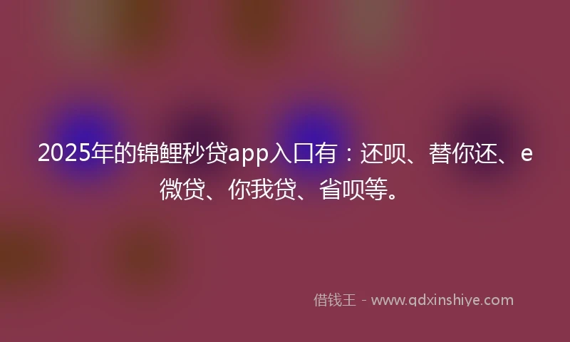 2025年的锦鲤秒贷app入口有：还呗、替你还、e微贷、你我贷、省呗等。