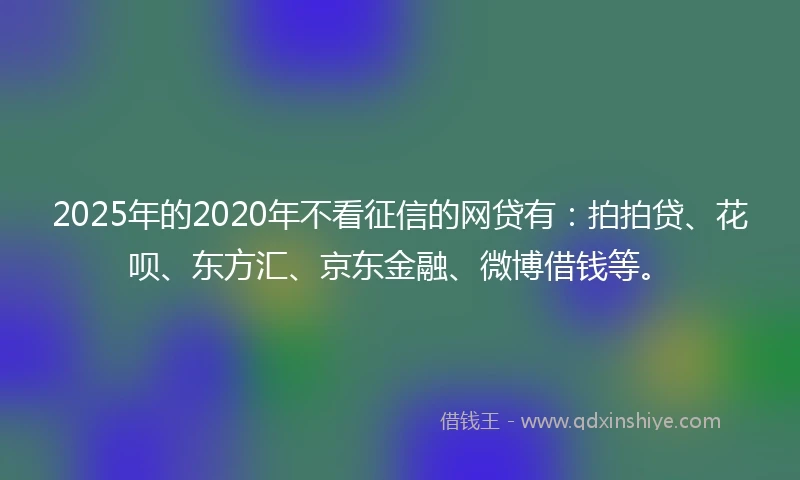 2025年的2020年不看征信的网贷有：拍拍贷、花呗、东方汇、京东金融、微博借钱等。