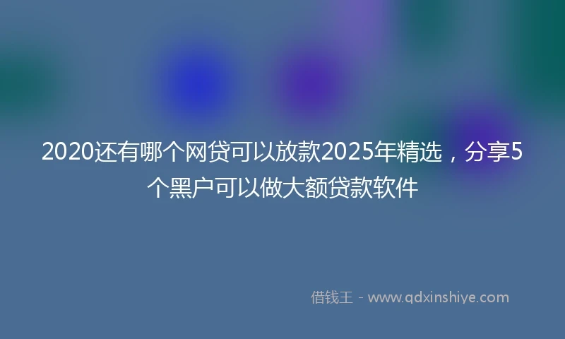 2020还有哪个网贷可以放款2025年精选，分享5个黑户可以做大额贷款软件