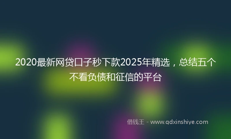 2020最新网贷口子秒下款2025年精选，总结五个不看负债和征信的平台