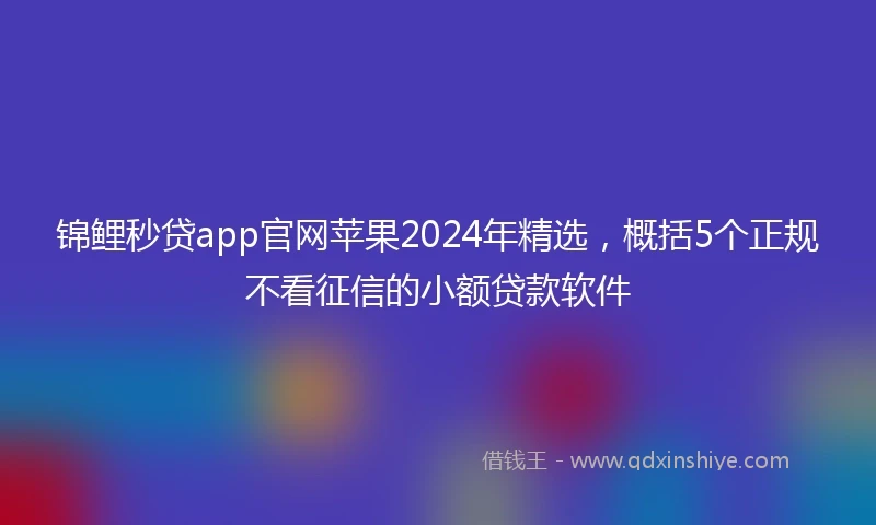 锦鲤秒贷app官网苹果2024年精选，概括5个正规不看征信的小额贷款软件