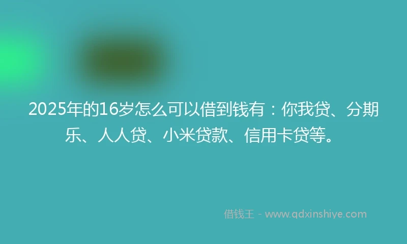 2025年的16岁怎么可以借到钱有：你我贷、分期乐、人人贷、小米贷款、信用卡贷等。