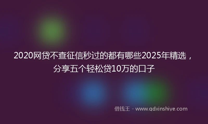 2020网贷不查征信秒过的都有哪些2025年精选，分享五个轻松贷10万的口子