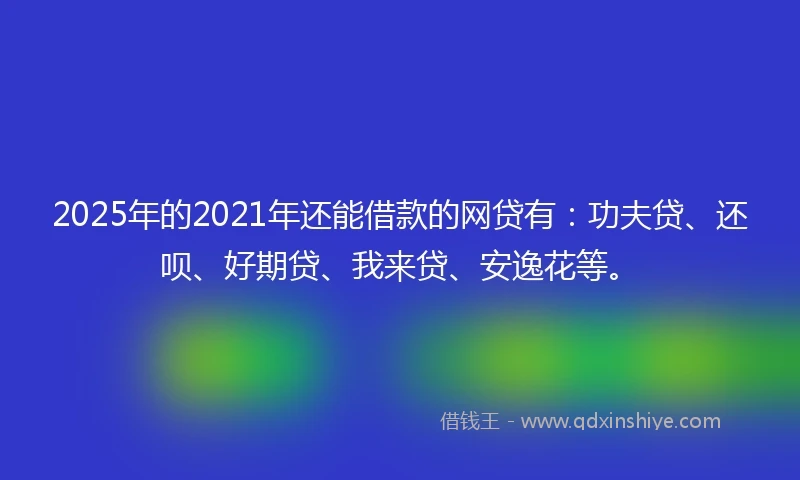 2025年的2021年还能借款的网贷有：功夫贷、还呗、好期贷、我来贷、安逸花等。