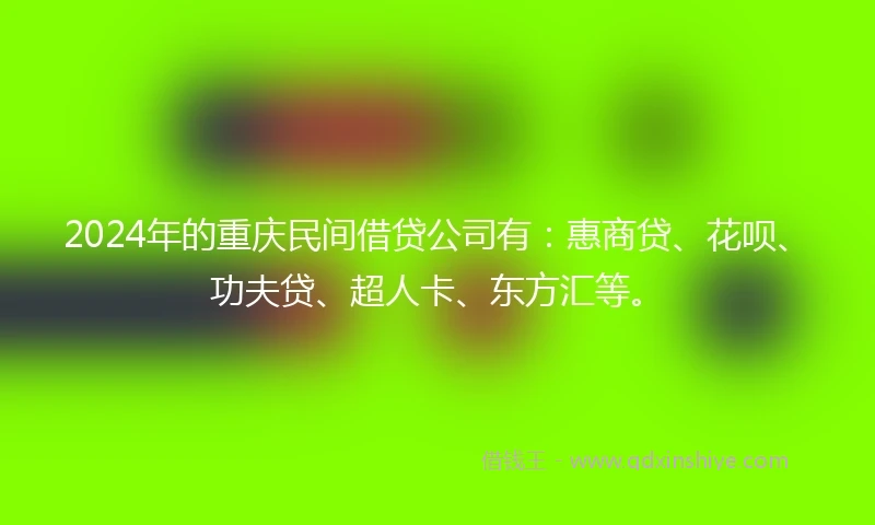 2024年的重庆民间借贷公司有：惠商贷、花呗、功夫贷、超人卡、东方汇等。