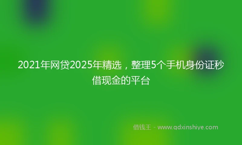 2021年网贷2025年精选，整理5个手机身份证秒借现金的平台