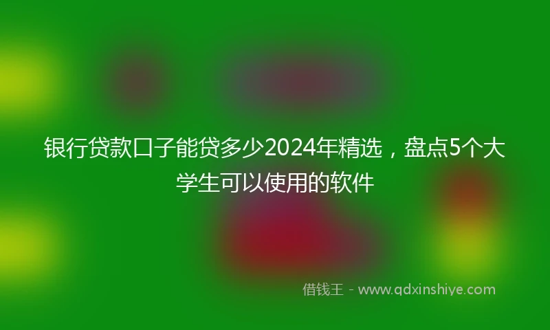 银行贷款口子能贷多少2024年精选，盘点5个大学生可以使用的软件
