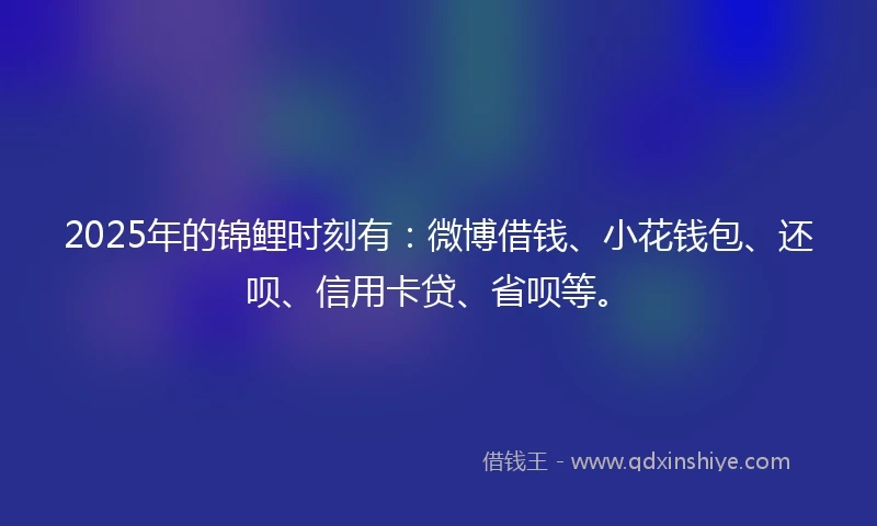 2025年的锦鲤时刻有：微博借钱、小花钱包、还呗、信用卡贷、省呗等。